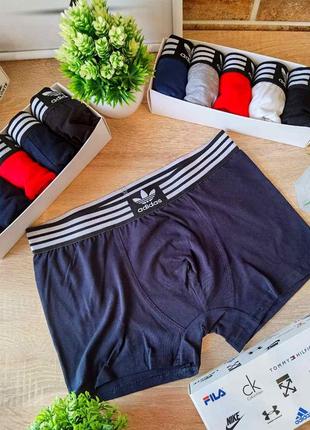 Чоловічі боксери adidas, чоловічі труси адідас, бавовняні труси преміум якості adidas - поштучно