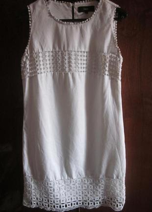 Платье белый лен кружево next размер xs-s1 фото