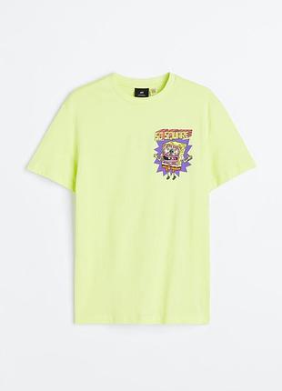 Оригінальна футболка h&m з принтом sponge bob. спанч боб.