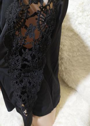 Блузка жіноча з мереживом 🖤 об'єм грудей 100 см4 фото