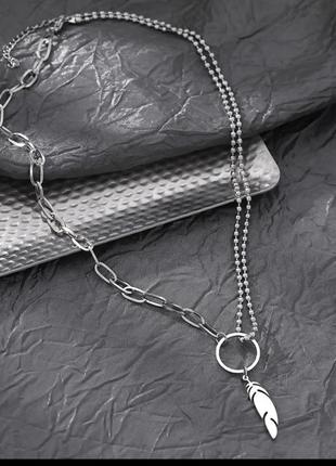 Медсталь колье подвеска цепи ожерелье на шею отделка нержавеющая сталь нержавейка медицинское серебро перо стилтной цепи тренд