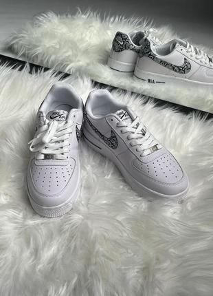 Женские кроссовки nike air force 1 low white/black swoosh9 фото