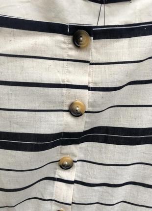 Нова лляна блузка, топ, майка з баскою в смужку, великий розмір marks & spencer2 фото