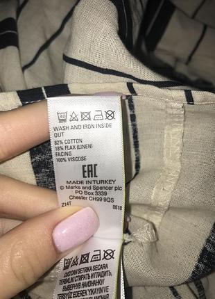 Нова лляна блузка, топ, майка з баскою в смужку, великий розмір marks & spencer4 фото