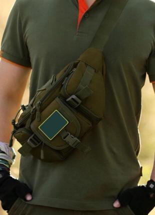 Сумка поясная тактическая / мужская сумка на пояс / армейская сумка. цвет: зеленый2 фото