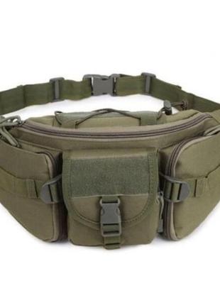 Сумка поясная тактическая / мужская сумка на пояс / армейская сумка. цвет: зеленый4 фото