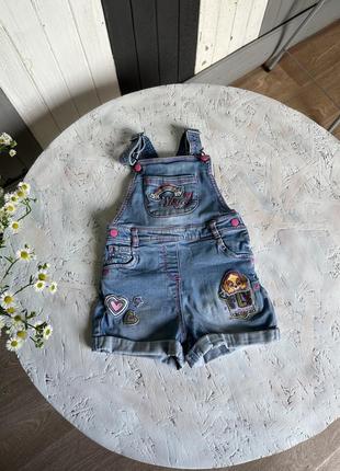 Джинсові шорти на підтяжках комбінезон джинсовий1 фото