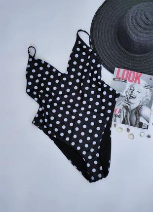 Сдельный слитный закрытый купальник в горошек nasty gal uk 14, 42, xl, 50