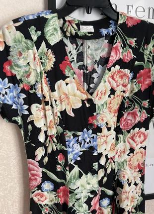 Платье цветы вискоза винтаж