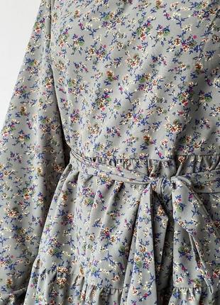 Платье женское короткое мини легкое летнее на лето праздничное нарядное повседневное цветочное голубое синее красное хаки зеленое бежевое батал8 фото