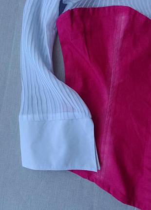 Блуза женская (классическая, белый + яркая фуксия)3 фото