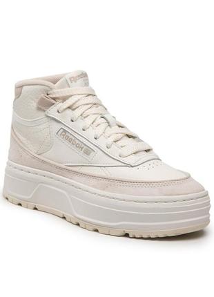 Кожаные высокие нюдовые кроссовки reebok classic club c geo mid1 фото