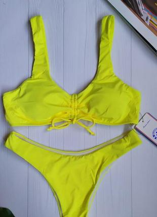 Купальник топіком розпродаж жовтий купальник чайки плавки бразиліанки