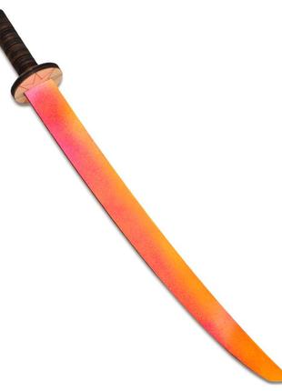 Міцний дерев'яний дитячий меч катана кольорова іграшкова зброя з фанери 50 см