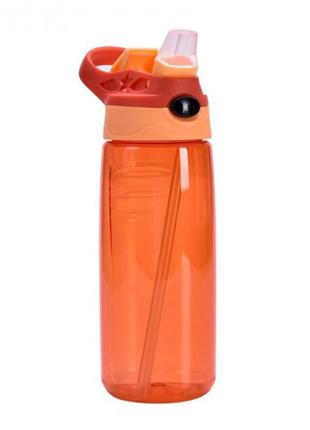 Удобная спорт бутылка для воды с трубочкой tumbler 500 мл, оранжевая