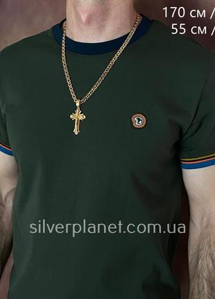 Комплект! толстая позолоченная мужская серебряная цепочка с крестиком. цепь бисмарк и...