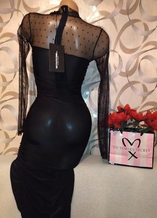 Новое-вечерние черное  платье миди от бренда prettylittlething 42/44р7 фото