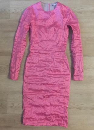 Вечернее платье фольга carven металлик оригинал розовое xs-s6 фото
