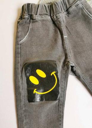 Джинси 90 - 130 см смайлик джинсові штани на резинці6 фото