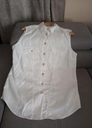 Винтажная крутая коттоновая белая рубашка жилетка;prestige6 фото