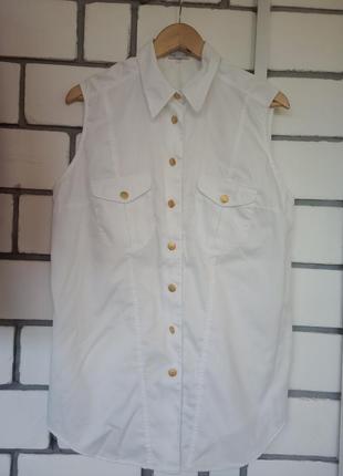 Винтажная крутая коттоновая белая рубашка жилетка;prestige7 фото