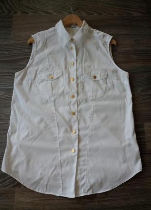 Винтажная крутая коттоновая белая рубашка жилетка;prestige2 фото
