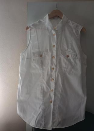 Винтажная крутая коттоновая белая рубашка жилетка;prestige4 фото