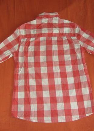 Фирменная рубашка 6-7 лет esprit в клетку коралловая, розовая с белым2 фото