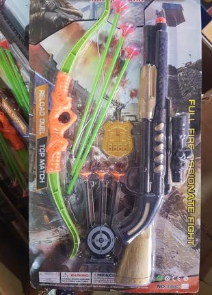 Игрушечный набор оружия 398с-47, пистолет, лук,стрелы, патроны на присосках, детское оружие2 фото