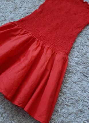 Красный сарафан жаткое платье из хлопка коттон4 фото