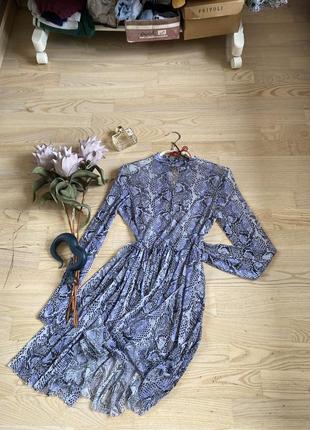 Лавандовое платье сетка хищный принт, primark размер m3 фото