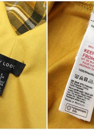 Брендовое желтое платье-сарафан мини в клеточку "new look" на пуговицах. размер uk 6/eur34.8 фото