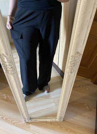 Нові чорні прямі штани палаццо карго на гумці та на високий зріст підходять 52-54 р3 фото