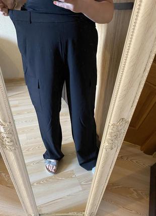 Нові чорні прямі штани палаццо карго на гумці та на високий зріст підходять 52-54 р5 фото