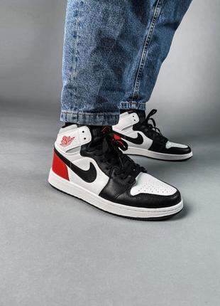 Кроссовки nike air jordan 1 retro white grey black red