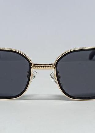 Cartier очки унисекс солнцезащитные узкие черные однотонные в золотом металле2 фото