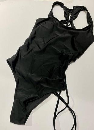 Слитный женский черный купальник со шнуровкой/ стильный женский купальник s m 20246 фото