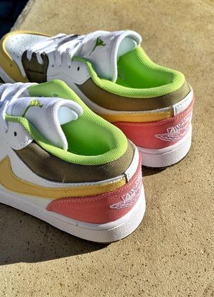 Кроссовки nike air jordan 1 low white yellow pink5 фото