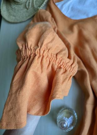 Платье винтажное оранжевое на пуговицах длинное макси в пол l xl xxl лен австрия8 фото