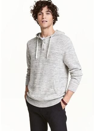 Оригинальный вязаный джемпер с капюшоном от бренда h&m 0417593001 разм. l