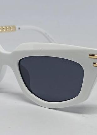 Очки в стиле miu miu брендовые женские солнцезащитные белые с золотыми дужками1 фото