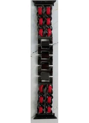 Ремінець для apple watch desay chanell black-red • 42/44/45/49mm.