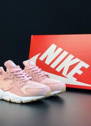 Женские кроссовки nike huarache розовые с белым3 фото