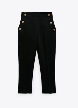Класичні чорні брюки з золотими ґудзиками zara1 фото