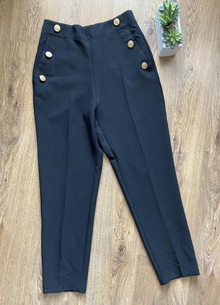Класичні чорні брюки з золотими ґудзиками zara2 фото