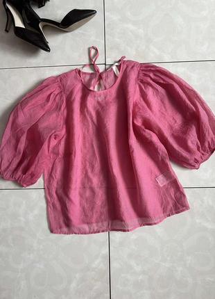 Блуза из органзы с объемным рукавом2 фото