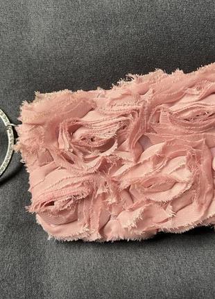 Клатч вечерний розовый с ручкой кольцом на руку