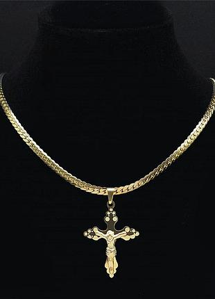 Хрестик підвіска ланцюжок з нержавіючої сталі золото срібло чокер кольє кулон