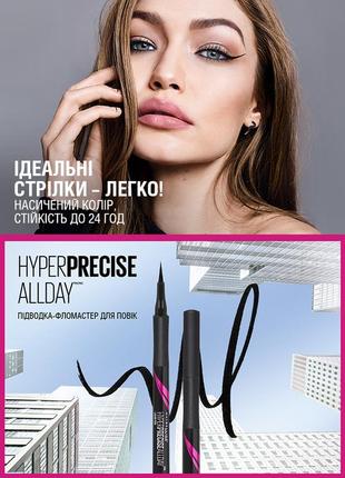 Набір туш і підводка maybelline new york lash sensational+ hyper precise (mascara + eyeliner)4 фото