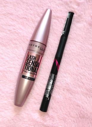 Набір туш і підводка maybelline new york lash sensational+ hyper precise (mascara + eyeliner)5 фото